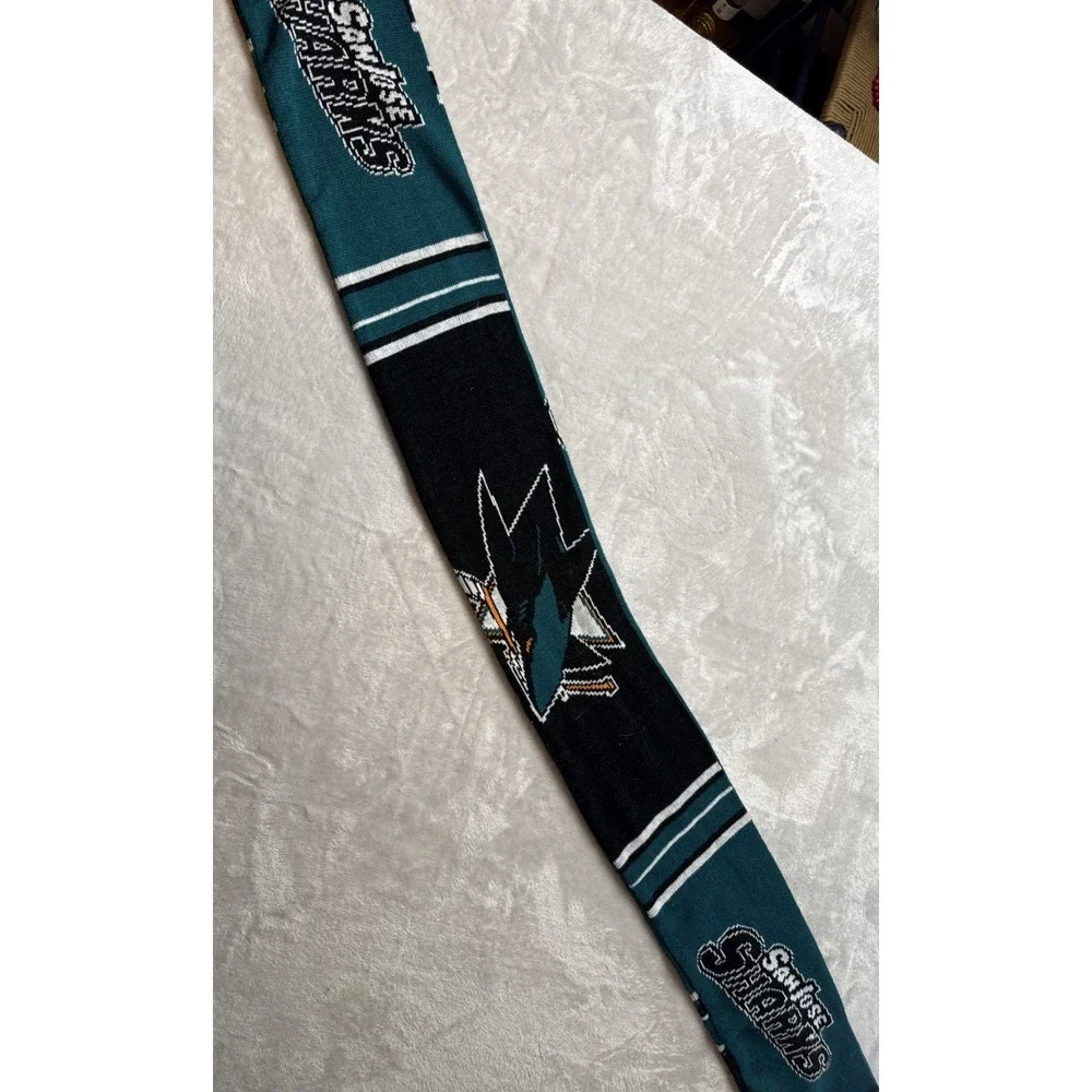 San Jose Sharks NHL Hockey Printed Double Sided Logo Scarf Black/Green